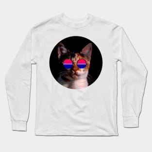 Cute Cat with Glasses Flag Long Sleeve T-Shirt